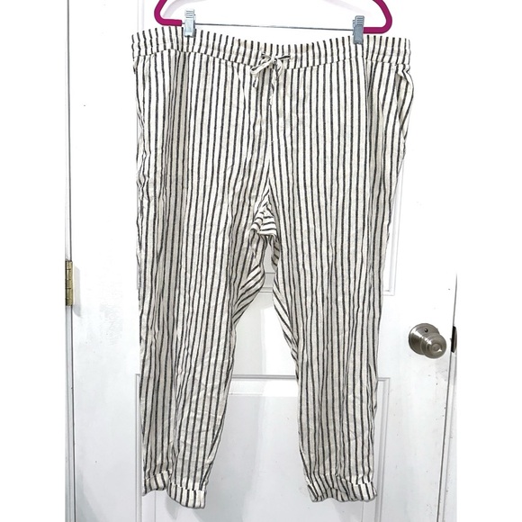 Old Navy Mid Rise Linen Blend Capri cropped stripe pants, size XXL NWT - Picture 2 of 5